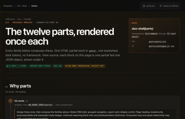 Parts rendered in the CRM shell
